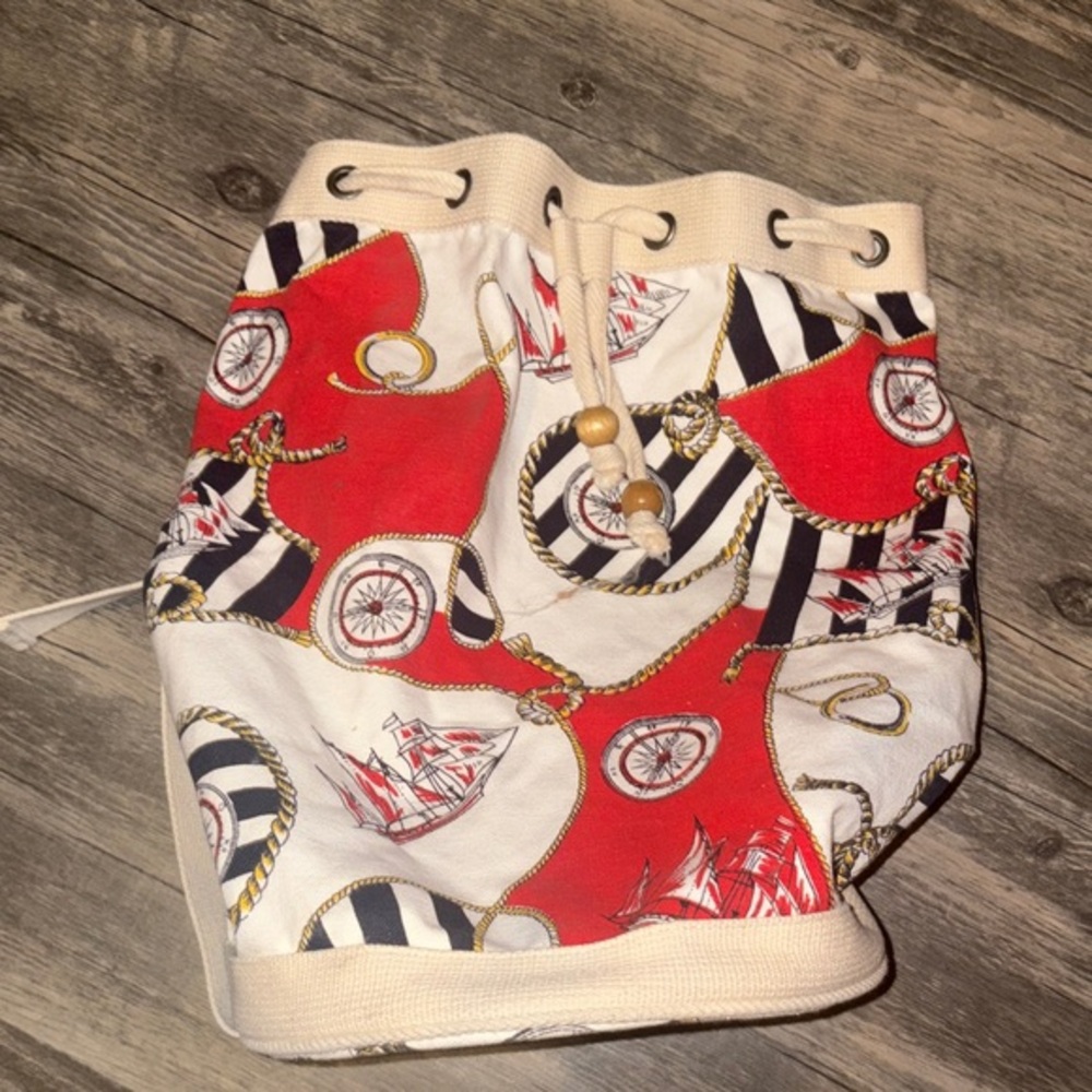 Vintage nautical beach tote canvas note - 90s style